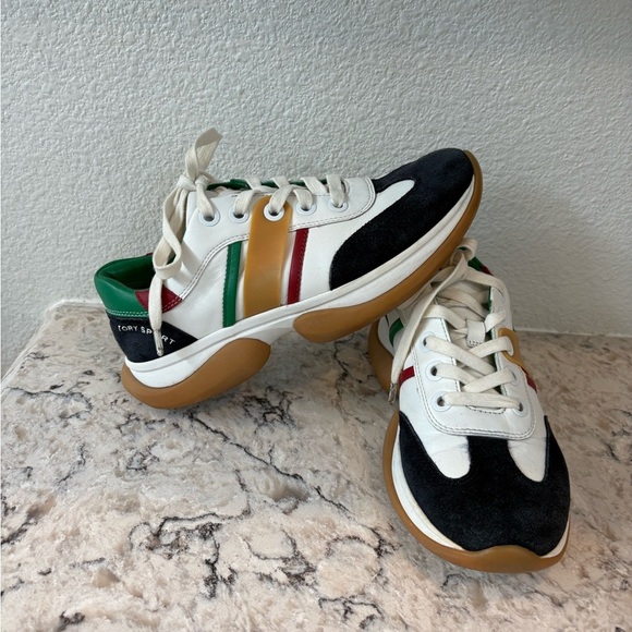 Tory Sport Blue and White Sneakers with Red and Green Accents - Picture 2 of 8